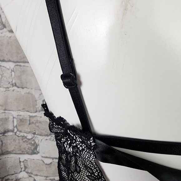 Victoria's Secret Sexy Little Things Lace Babydoll Slip Dress Black Cream 36C - Picture 11 of 15